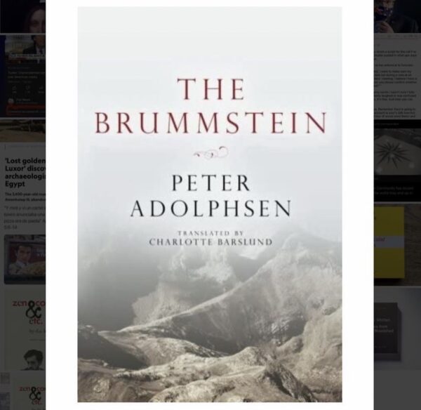 book cover with a hazy mountain photo titled "The Brummstein" by Peter Adolphsen