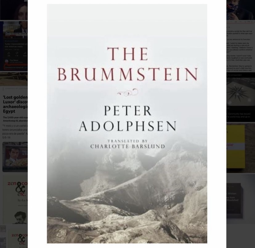 book cover with a hazy mountain photo titled "The Brummstein" by Peter Adolphsen