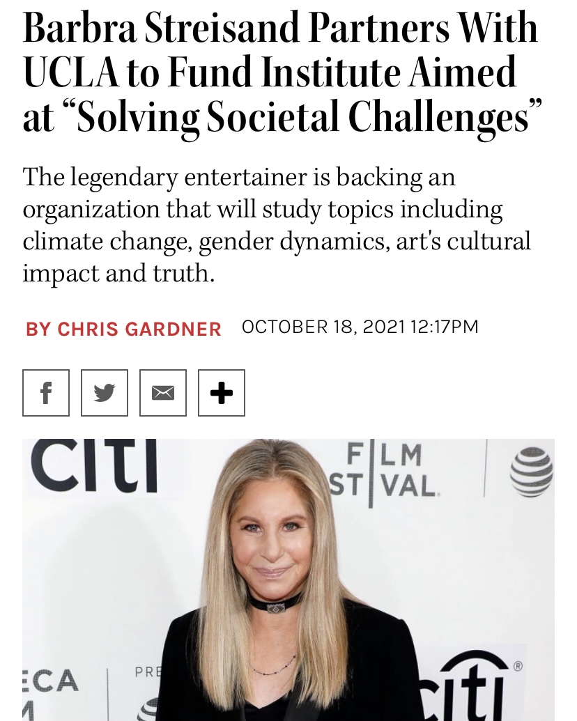 Barbara Streisand in front of a film festival step and repeat