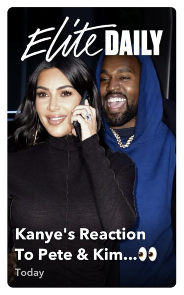 an Elite Daily ad with an image of Kanye and Kim Kardashian above some ad copy
