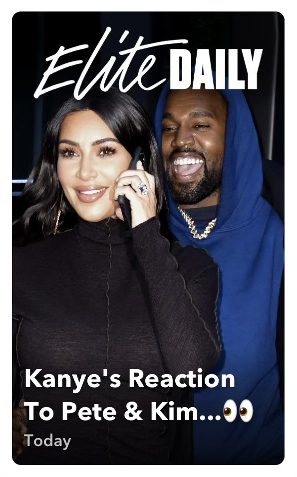 an Elite Daily ad with an image of Kanye and Kim Kardashian above some ad copy