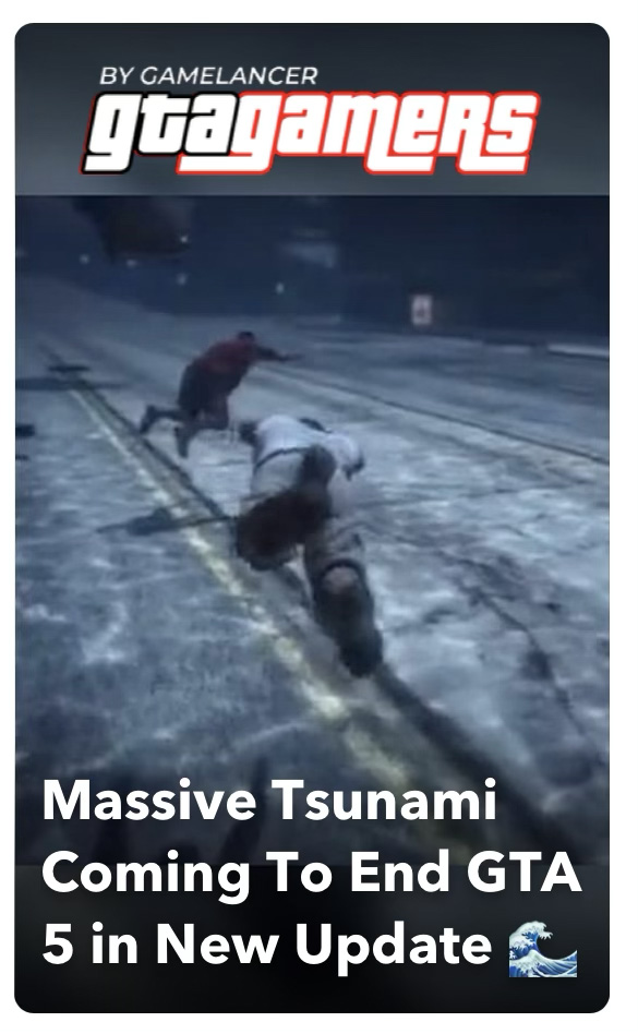 GTA Gamers ad with a video game footage of two characters swimming underwater above some ad copy