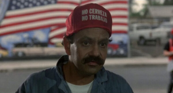 Cheech Marin in a 'Cheech & Chong' movie with a 'No Cerveza No Trabajo' hat