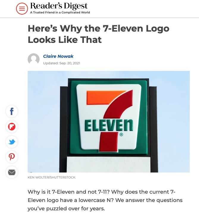 7-Eleven logo beneath a headline that reads "Here’s Why the 7-Eleven Logo Looks Like That"