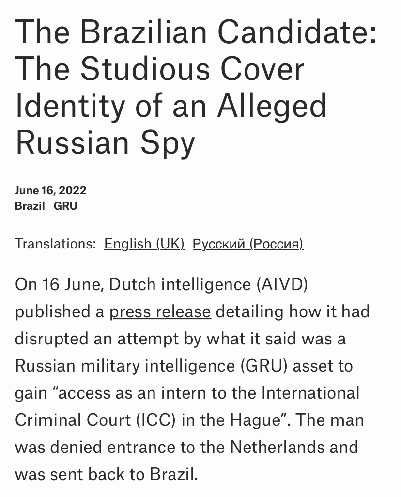 news headline that reads "The Brazilian Candidate: The Studious Cover Identity of an Alleged Russian Spy"