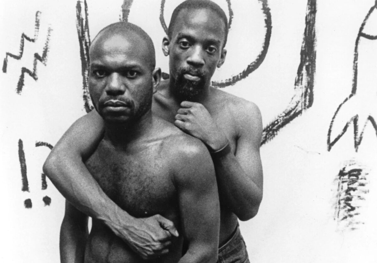 filmmaker Marlon Riggs (front) and poet Essex Hemphill (back), still from the landmark 1989 documentary Tongues Untied