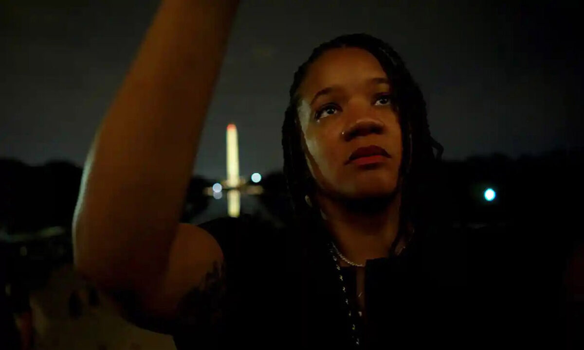 Robin Rue Simmons advocates for reparations at Washington Monument in The Big Payback